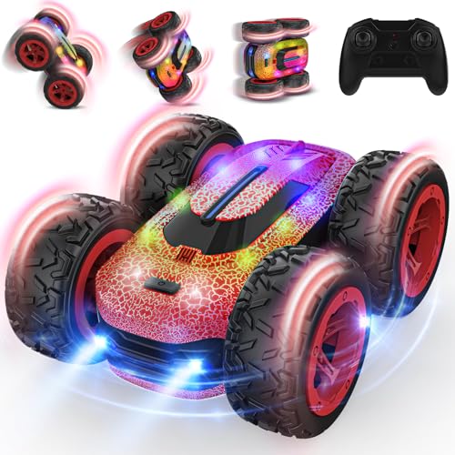 Ferngesteuertes Auto ab 3 4 5 6 7 8 9 Jahre, 4WD RC Auto Kinder 2.4Ghz 360°LED Blinken Stunt Drift Cars Spielzeug Outdoor Indoor Weihnachten Geburtstags Geschenke für Jungen Mädchen Spiele 3-12 Jahre von Vrxeqi