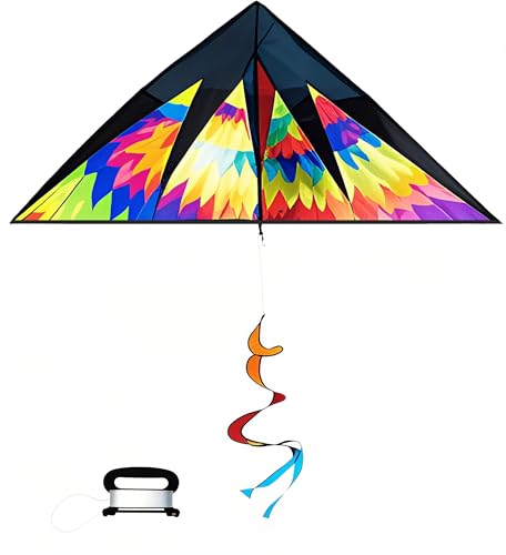 Kinder Flamme Delta Drachen Flugdrachen für Kinder und Erwachsene, 48x18.5Inch Set Leichtwind Einleiner Flugdrachen Freien Familienaktivtäten Beach Drachen mit Drachenschnur und Farbe Schwanz von Vspek