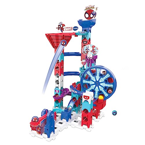 VTech Marble Rush - Spidey Super Spin Challenge SP300 E – Interaktive Murmelbahn mit spannenden Bahnelementen, verschiedenen Aufbaumöglichkeiten und Wegführungen – Für Kinder von 4-12 Jahren von Vtech