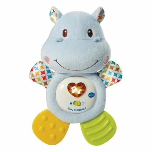 VTech 3480-502522 Hipo Beißring Nilpferd mit Musikalischer Rassel hilft Ihr Baby zu beruhigen und zu lindern mit süßen Sätzen, Liedern und Melodien, blau von Vtech