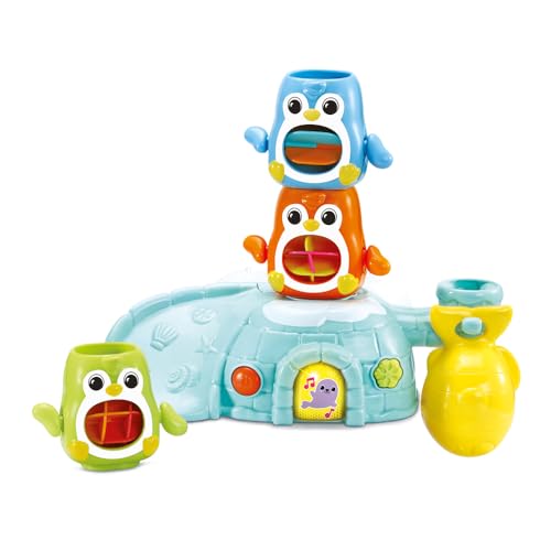 VTech - 1, 2, 3 Empilo Pinguine, Badespielzeug zum Stapeln für Babys, interaktives und musikalisches Igloo mit Trio von Pinguinen und 2 Saugnäpfen zur Befestigung, Geschenk für Kinder ab 1 Jahr – VTech - 1, 2, 3 Empilo Pinguine, Badespielzeug zum Stapeln für Babys, interaktives und musikalisches Igloo mit Trio von Pinguinen und 2 Saugnäpfen zur Befestigung, Geschenk für Kinder ab 1 Jahr – von Vtech