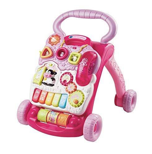 VTech Baby Spiel- und Laufwagen pink – Lauflernwagen mit regulierbarer Geschwindigkeit, Musik und abnehmbarem Spielboard – Für Kinder von 12-36 Monaten von Vtech