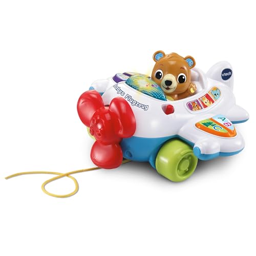 VTech Baby - Babys Flugzeug – Sprechendes Spielzeugflugzeug mit drehendem Propeller, 3 gesungenen Liedern und 10 Melodien – Für Kinder von 9-36 Monaten von Vtech