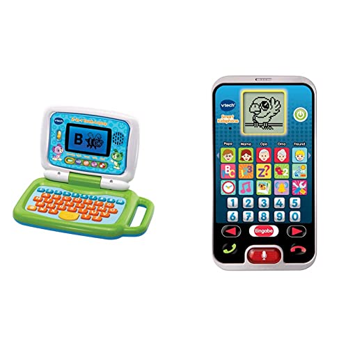 Vtech 80-600904 2-in-1 Touch-Laptop, grün & 80-139304 - Smart Kid's Phone von Vtech