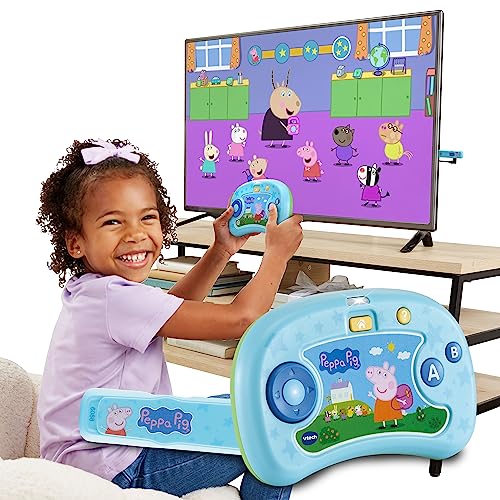 VTech ABC Smile TV - Peppa Pig Lernkonsole – Kabellose Spielkonsole mit HDMI-Stick für den Fernseher – Mit 8 Spielen für stundenlangen Lernspaß – Für Kinder von 3-7 Jahren von Vtech