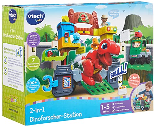 VTech Baby 2-in-1 Dinoforscher-Station – Großes Fahrzeug und Dino-Spielset in einem mit vielen Figuren, Musik, und Lernsätzen – Für Kinder von 1-5 Jahren - Exklusiv bei Amazon von Vtech