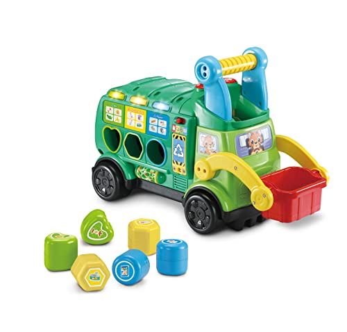 VTech Baby 2-in-1 Recycling-Rutschauto – Rutschfahrzeug und Sortierspielzeug in einem – Recycling spielerisch vermitteln – Aus wiederverwertetem Plastik – Für Kinder von 18-36 Monaten, Groß von Vtech