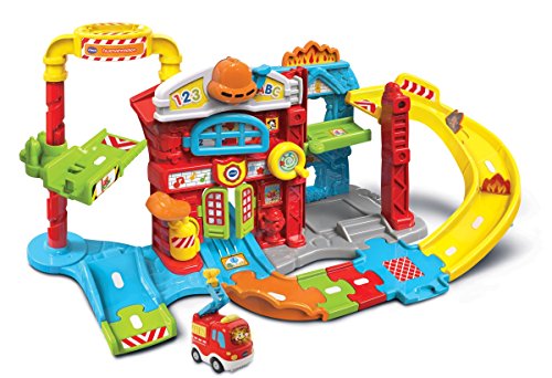 VTech Tut Tut Baby Flitzer - Feuerwehrstation – Interaktives Spielset mit beweglichen Elementen, Melodien und Liedern und Feuerwehrauto – Für Kinder von 1-5 Jahren von VTech Baby