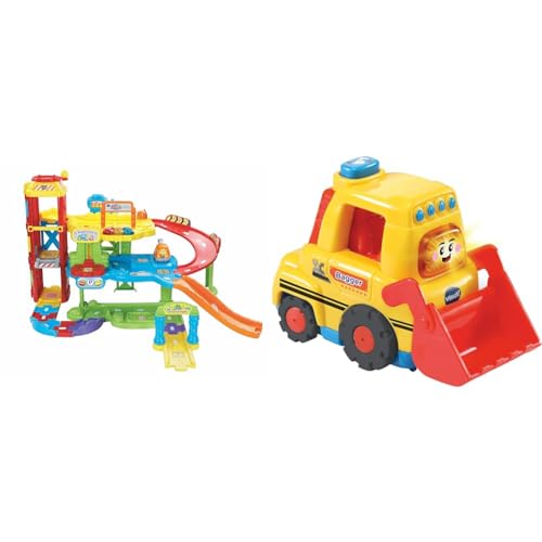 VTech Baby Flitzer - Parkgarage & TUT TUT Baby Flitzer - Bagger – Spielzeugauto mit Musik, aufleuchtender Taste, spannenden Sätzen und Geräuschen – Für Kinder von 1-5 Jahren, Bunt VTech Baby Flitzer - Parkgarage & TUT TUT Baby Flitzer - Bagger – Spielzeugauto mit Musik, aufleuchtender Taste, spannenden Sätzen und Geräuschen – Für Kinder von 1-5 Jahren, Bunt von Vtech