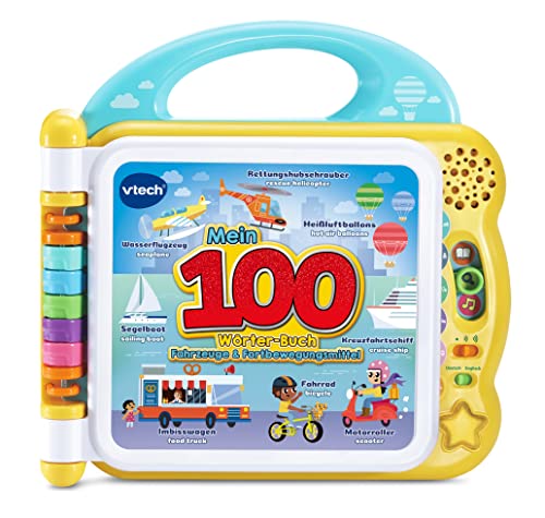VTech Baby Mein 100-Wörter-Buch: Fahrzeuge und Fortbewegungsmittel – Interaktives Bilderbuch mit über 100 Wörtern auf 12 bilinguale Seiten (Deutsch-Englisch) – Für Kinder von 2-5 Jahren von VTech Baby