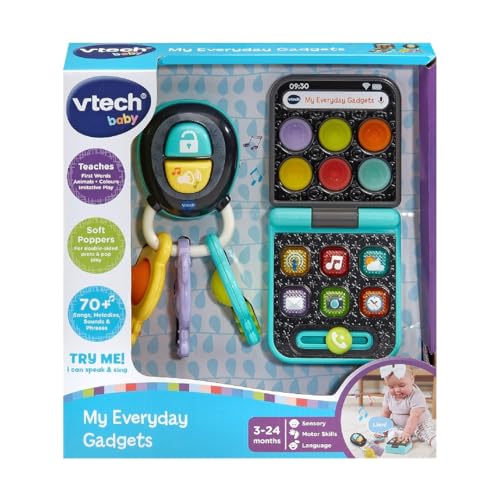 VTech Baby My Everyday Gadgets, Pretend Play Toy Keys and Phone with Light Up Buttons, Textured Popper Keys, Music & Melodies, Fine Motor Skills, Gift for Ages 3, 6, 9, 12 Months +, English Version VTech Baby My Everyday Gadgets, Pretend Play Toy Keys and Phone with Light Up Buttons, Textured Popper Keys, Music & Melodies, Fine Motor Skills, Gift for Ages 3, 6, 9, 12 Months +, English Version von Vtech