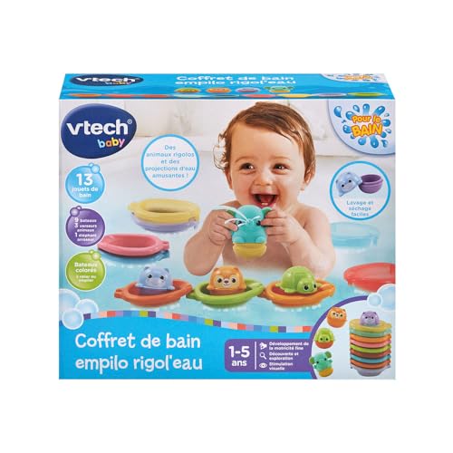 VTech - Bade-Set Empilo Rigol'Eau, 13 Badespielzeuge für Babys, lustige Tiere, Sprinkler, Boote zum Verbinden und Stapeln, Geschenk für Kinder Mädchen und Jungen ab 1 Jahr – Inhalt auf Französisch VTech - Bade-Set Empilo Rigol'Eau, 13 Badespielzeuge für Babys, lustige Tiere, Sprinkler, Boote zum Verbinden und Stapeln, Geschenk für Kinder Mädchen und Jungen ab 1 Jahr – Inhalt auf Französisch von Vtech