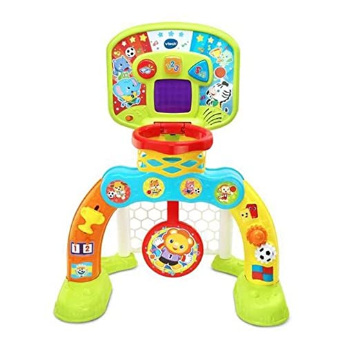 VTech - Basket-Gol-Sportcenter, Fußballtor, Basketballkorb und Dartboard, genießen Sie spielerisch Spezialeffekte und interaktive Reaktionen, inklusive drei Bälle, LED-Anzeige (80-533522) von Vtech