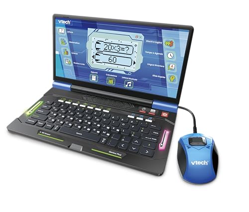 VTech Bit Smart Genius Plus Schwarz, interaktiver Computer für Kinder, Computer mit Maus, 164 Aktivitäten, zweisprachiger Lehrcomputer Italienisch und Englisch, QWERTY-Tastatur, Batterien im von Vtech