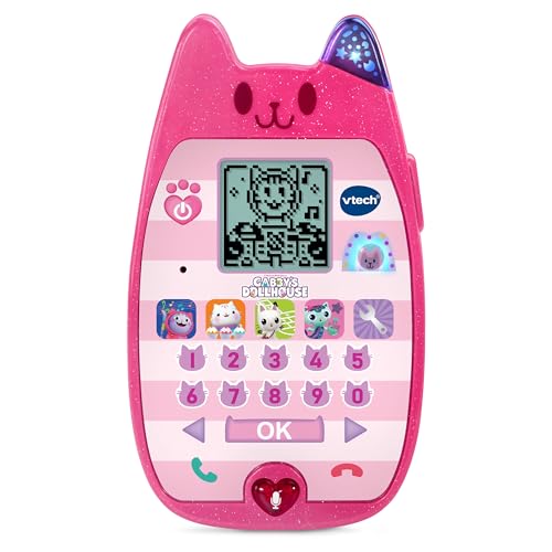 VTech Gabby's Dollhouse Lernhandy – Spielzeugtelefon mit den Originalstimmen von Gabby und Panda Pfötchen und spannenden Lernspielen – Für Kinder von 3-6 Jahren von Vtech