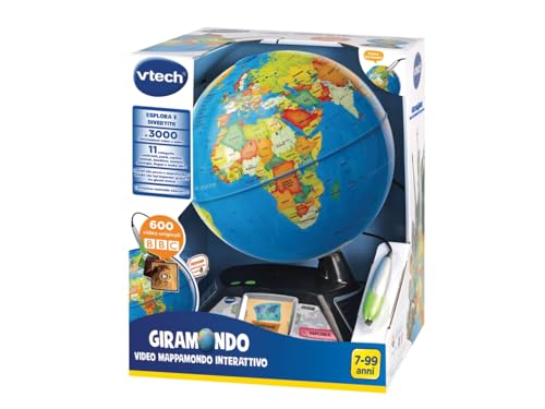 VTech Giramondo Interaktiver Videokarten, Weltkarte für Kinder, mit Touch-Stift und Bildschirm 2,7 Zoll, inklusive 600 BBC-Videos, Lernspiele und Quiz, italienische Sprache, Batterien im Lieferumfang VTech Giramondo Interaktiver Videokarten, Weltkarte für Kinder, mit Touch-Stift und Bildschirm 2,7 Zoll, inklusive 600 BBC-Videos, Lernspiele und Quiz, italienische Sprache, Batterien im Lieferumfang von Vtech