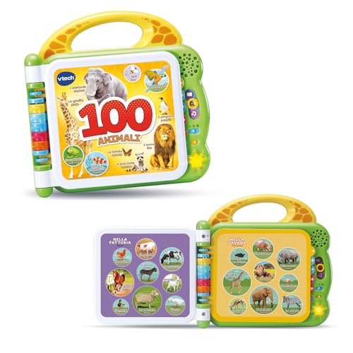 VTech Illustriertes zweisprachiges Buch - 100 Tiere, zweisprachiges Buch für Kinder, Tierbuch für Kinder, sensorisches Buch in Italienisch und Englisch, Babybuch mit 3 Modi, Batterien im Lieferumfang VTech Illustriertes zweisprachiges Buch - 100 Tiere, zweisprachiges Buch für Kinder, Tierbuch für Kinder, sensorisches Buch in Italienisch und Englisch, Babybuch mit 3 Modi, Batterien im Lieferumfang von Vtech