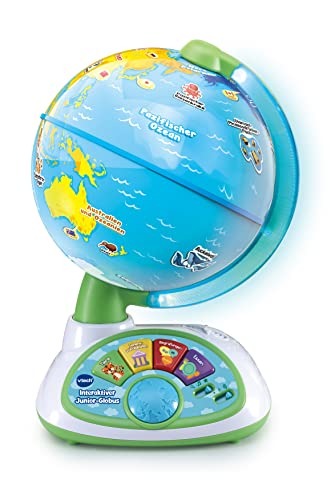 VTech Interaktiver Junior-Globus – Leuchtender Kinderglobus mit 48 Touch-Punkten, 3 Spielmodi und Musik – Für Kinder von 3-6 Jahren von Vtech