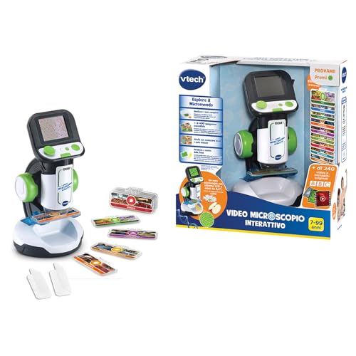 VTech Interaktives Videomikroskop, digitales Kindermikroskop mit Original-Video, 2,4-Zoll-Bildschirm, 200-facher Zoom, 9 illustrierte Gläser, microSD-Steckplatz, italienische Sprache, Batterien im VTech Interaktives Videomikroskop, digitales Kindermikroskop mit Original-Video, 2,4-Zoll-Bildschirm, 200-facher Zoom, 9 illustrierte Gläser, microSD-Steckplatz, italienische Sprache, Batterien im von Vtech