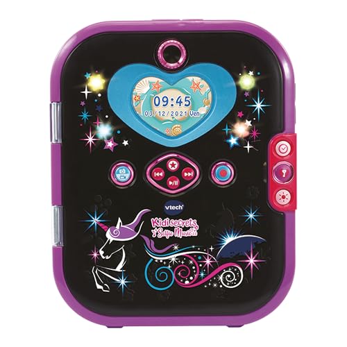 VTech KidiSecrets Selfie Music 2.0 Black Version, interaktives geheimes Tagebuch für Kinder mit Dual-Kamera und MP3, elektronisches Tagebuch mit Tastatur, italienische Sprache, Batterien im von Vtech