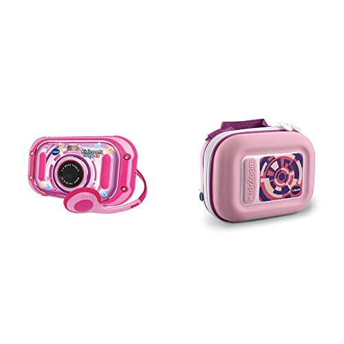 VTech KidiZoom Touch 5.0 pink – Kinderkamera mit Touchscreen, Selfie- und Videofunktion, Effekten, Spielen und vielem mehr – 5-12 Jahren & KidiZoom Tragetasche pink - Vtech 417369 Kinderkamera, Pink von Vtech