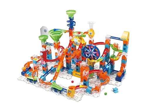 VTech Marble Rush Adventure Set Murmelbahn, Bauspielzeug mit 10 Murmeln und 128 Bausteinen, farbcodiert, mit Musik und Ton, für Kinder ab 4, Mehrfarbig, 31,8 x 72 x 71 cm, englische Version von Vtech