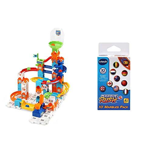 VTech Marble Rush - Adventure Set S100 – Für 4-12 Jahren & Marble Rush - 10er-Set MarBalls – Zusätzliche Kugeln für alle Marble Rush Murmelbahnen – Mit Länderflaggen – Für Kinder von 4-12 Jahren VTech Marble Rush - Adventure Set S100 – Für 4-12 Jahren & Marble Rush - 10er-Set MarBalls – Zusätzliche Kugeln für alle Marble Rush Murmelbahnen – Mit Länderflaggen – Für Kinder von 4-12 Jahren von Vtech
