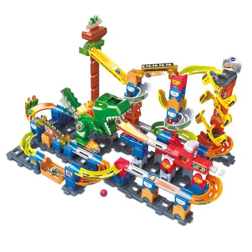 VTech - Marble Rush, Elektronische Kugelbahn Dino Adventure Magnetic Set XL400E, Bauspiel, magnetisch, Dinosaurier, 100 Stück, 10 Kugeln, Geschenk für Kinder ab 4 Jahren – Inhalt in Französisch VTech - Marble Rush, Elektronische Kugelbahn Dino Adventure Magnetic Set XL400E, Bauspiel, magnetisch, Dinosaurier, 100 Stück, 10 Kugeln, Geschenk für Kinder ab 4 Jahren – Inhalt in Französisch von Vtech
