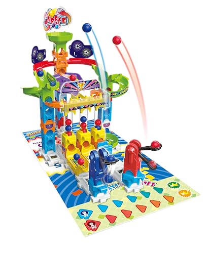 VTech Marble Rush Game Zone, Konstruktionsspielzeug für Kinder, 12 Murmeln und 62 Bauteile, Kugelbahn-Set mit rotem vs blauem Spielkampf, 4 Spiele zum Spielen, ab 4 Jahren, englische Version von Vtech