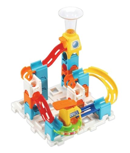 VTech Marble Rush Starter Set Murmelbahn, Bauspielzeug für Kinder mit 3 Murmeln und 30 Bausteinen, Schienenset, farbcodiert, für Kinder, Mädchen, Jungen ab 4 Jahren, englische Version von Vtech