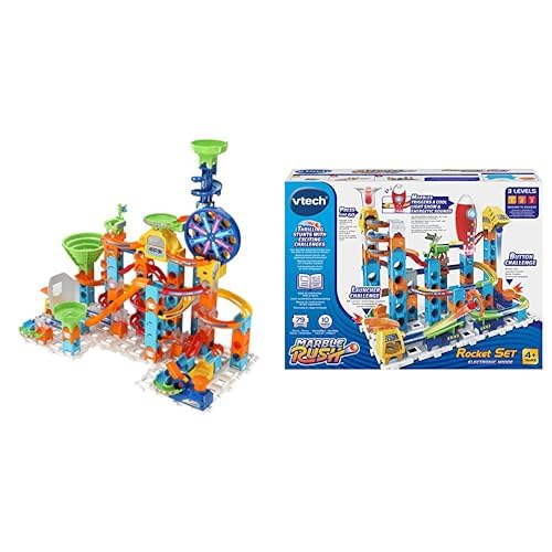 VTech Marble Rush - Ultimate Set XL100 E – Interaktive Murmelbahn mit spannenden Bahnelementen – Für Kinder von 4-12 Jahren & Marble Rush - Rocket Set M100 E – Interaktive Murmelbahn – von 4-12 Jahren von Vtech