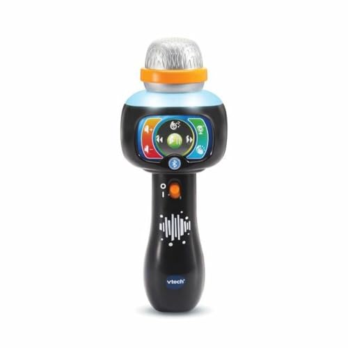 VTech - Super Magic'Fun schwarz, Karaoke-Mikrofon für Kinder, kabellos, beleuchtetes Bluetooth-Mikrofon, das die Stimme ändert und die Farbe ändert, Musikspielzeug, Geschenk für Kinder ab 2 Jahren – von Vtech