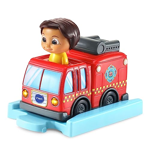VTech Tut Tut Baby Flitzer - CoComelon Ninas Feuerwehrauto inkl. Schiene – Spielzeugauto mit Magischen Sensoren, Leuchteffekten, Musik, spannenden Sätzen und Geräuschen – Für Kinder von 1,5-5 Jahren von Vtech