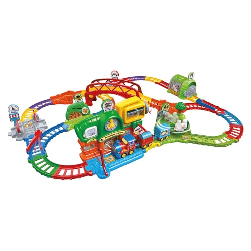VTech Vroom Vroom Go - Abenteuer im Zug, elektrische Zugbahn mit Hindernissen, inklusive motorisierter Lokomotive und Wagons, 6 magische Zonen, italienische Sprache, Batterien im Lieferumfang von Vtech