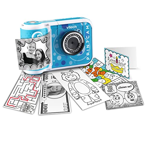 VTech Kidizoom Print CAM, Sofortbildkamera und Videos für Kinder ab 5 Jahren, ESP-Version Blau, Farbe (3480-549122) von Vtech