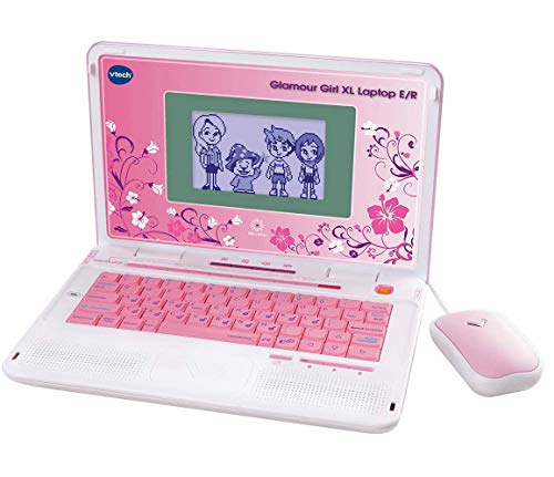 VTech Glamour Girl XL Laptop E/R – Lerncomputer mit 240 Lernspielen zum Lernen von Fremdsprachen, Mathematik, Wissenschaften u. v. m. – Für Kinder von 7-9 Jahren von Vtech