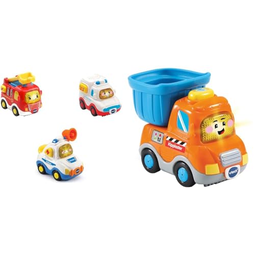 Vtech 80-242104 TUT TUT Baby Flitzer - 3er Set Einsatzfahrzeuge & TUT TUT Baby Flitzer - Kipplaster – Spielzeugauto mit Musik von Vtech