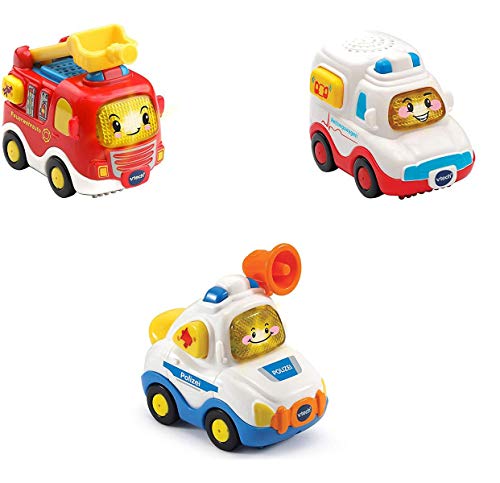 Vtech 80-242104 Tut Tut Baby Flitzer - 3er Set Einsatzfahrzeuge (Feuerwehrauto, Rettungswagen, Polizei), Babyautos, Mehrfarbig von Vtech