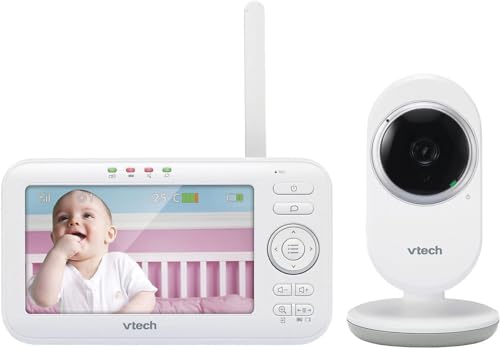 VTech VM5252 Babyphone mit Kamera, Babyfon mit beweglicher Kamera, 5" LCD-Farbbildschirm und Nachtsichtfunktion Video Baby Monitor, Klarer Sound, Gegensprechfunktion, Schlafliedern von Vtech