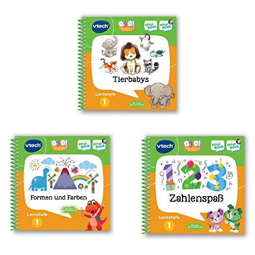 Vtech 80-488904 MagiBook-Lernbuch-Bundle: 3 Bücher der Lernstufe 1 (Tierbabys 3D, Formen und Farben 3D, Zahlenspaß 3D), Lernbuch, Mehrfarbig von Vtech