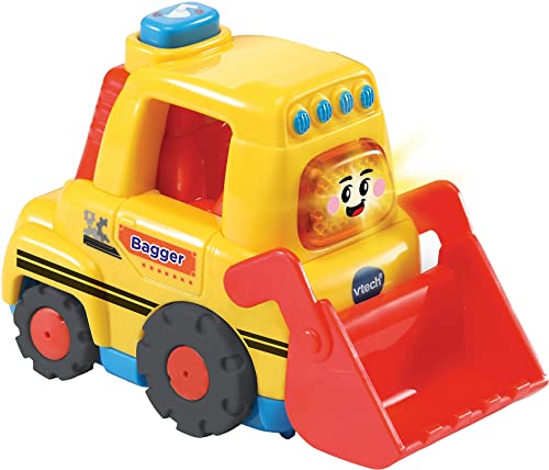 VTech Tut Tut Baby Flitzer - Bagger – Spielzeugauto mit Musik, aufleuchtender Taste, spannenden Sätzen und Geräuschen – Für Kinder von 1-5 Jahren, Bunt von Vtech