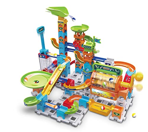 VTech Marble Rush - Super Action Set L100 E – Interaktives Kugelbahn-Set mit Licht und Sound, spannenden Bahnelementen, Aufbaumöglichkeiten und Wegführungen – Für Kinder von 4-12 Jahren von Vtech