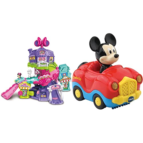 Vtech 80-521804 TUT TUT Baby Flitzer - Minnies Einkaufsabenteuer, Babyautos, Mehrfarbig & 80-511004 Mickey & Friends TUT Baby Flitzer-Mickys Cabrio, Rot von Vtech