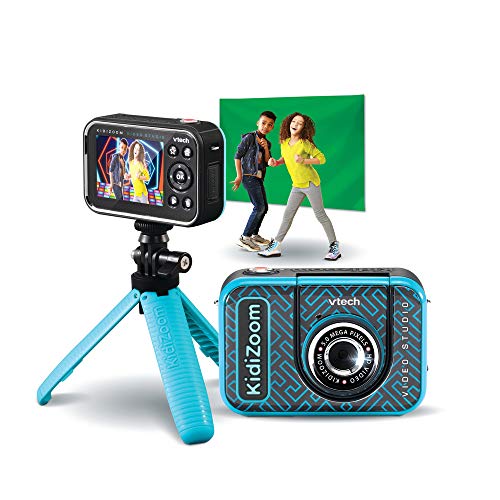 VTech Kidizoom Video Studio HD blau – Kinderkamera mit Greenscreen, Stativ, Effekten, Selfielinse und vielem mehr – Für Kinder von 5-12 Jahren, único von Vtech