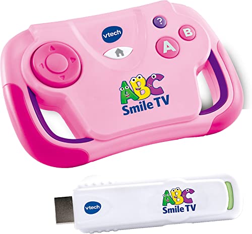 VTech ABC Smile TV pink – Kabellose Lernkonsole mit HDMI-Stick für den Fernseher mit 15 Spiel-Level für stundenlangen Lernspaß – Für Kinder von 3-7 Jahren von Vtech