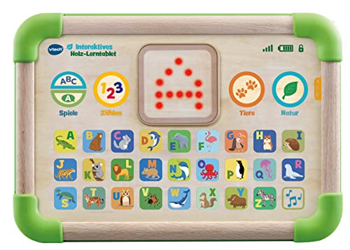 VTech Baby Interaktives Holz-Lerntablet – Umweltfreundliches Kindertablet aus FSC®-zertifiziertem Holz – Leuchtende Touch-Oberfläche und verschiedene Spielmodi – Für Kinder von 1-4 Jahren von Vtech