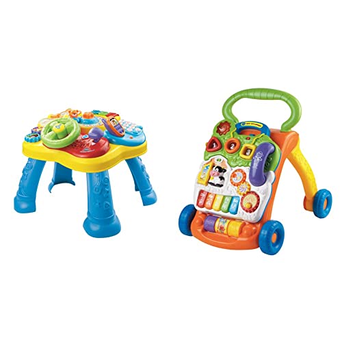 Vtech Baby Abenteuer Spieltisch –12-36 Monaten & Baby Spiel- und Laufwagen – Lauflernwagen mit regulierbarer Geschwindigkeit, Musik und abnehmbarem Spielboard – Für Kinder von 12-36 Monaten von Vtech