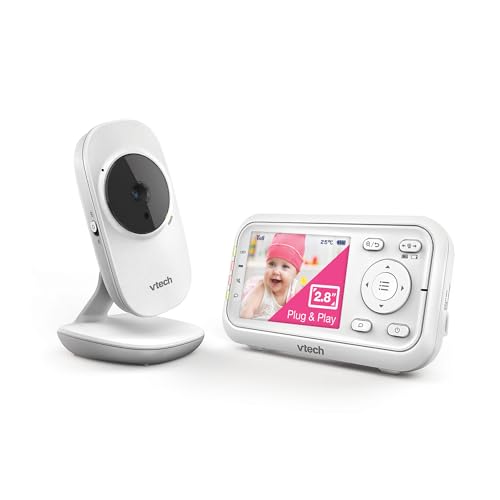 Vtech Babymonitor VM3255 – Video-Babyphon mit beweglicher Kamera – Klarer Sound, 2,8" LCD-Farbbildschirm und Nachtsichtfunktion – Mit Gegensprechfunktion, Schlafliedern und Geräuschen von Vtech