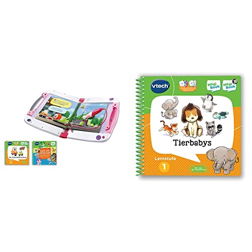 Vtech MagiBook v2 pink inklusive 2 Lernbüchern – Interaktives Lernbuchsystem zur Vorbereitung auf den Kindergarten und die Schule – Für Kinder von 2-7 Jahren & 80-480004 Lernstufe 1 von Vtech