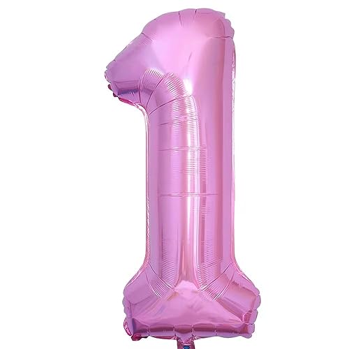 Vthoviwa 40 Zoll 17 Farbens Luftballon Zahlen 1 Rosa, Luftballon 1. Geburtstag Foil Ballon, 0123456789,10-19,20-25,30,40,50,60,70,80,90, Folienballon 1 Party Dekoration Helium Unterstützen von Vthoviwa